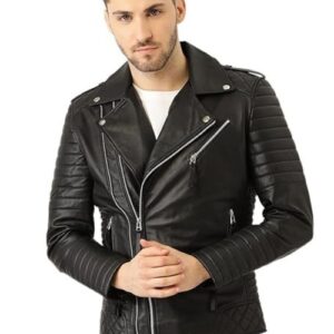 Solid Zip Style Big Collar Men's Faux Leather Motorcycle Fashion Biker