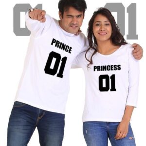 Prince and Princess Couple Full Sleeves White