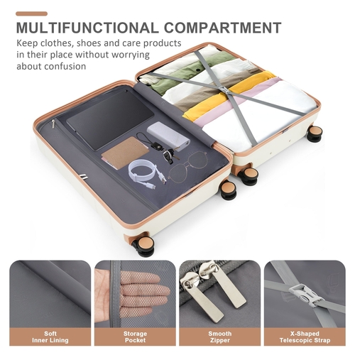 Luggage Sets 4 Piece, ABS Durable Suitcase with Travel Bag, ABS Hard - Image 5