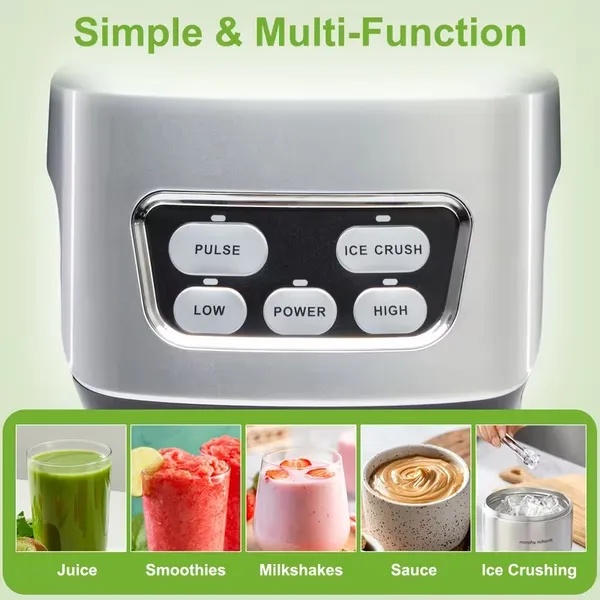 Moothie Blender, Countertop Blenders For Kitchen With 23 34 60oz BPA-Free Portable Cups, Professional Smoothie Maker With Four Programs For Shakes, Sauces, Juice And Ice Crushing - Image 3