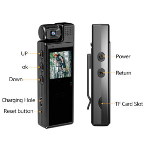 1080P HD Body Camera With Rotatable Lens, Portable Meeting Recorder With Screen & Clip, Wearable Video Recorder Supports TF Card For Law Enforcement & Conference