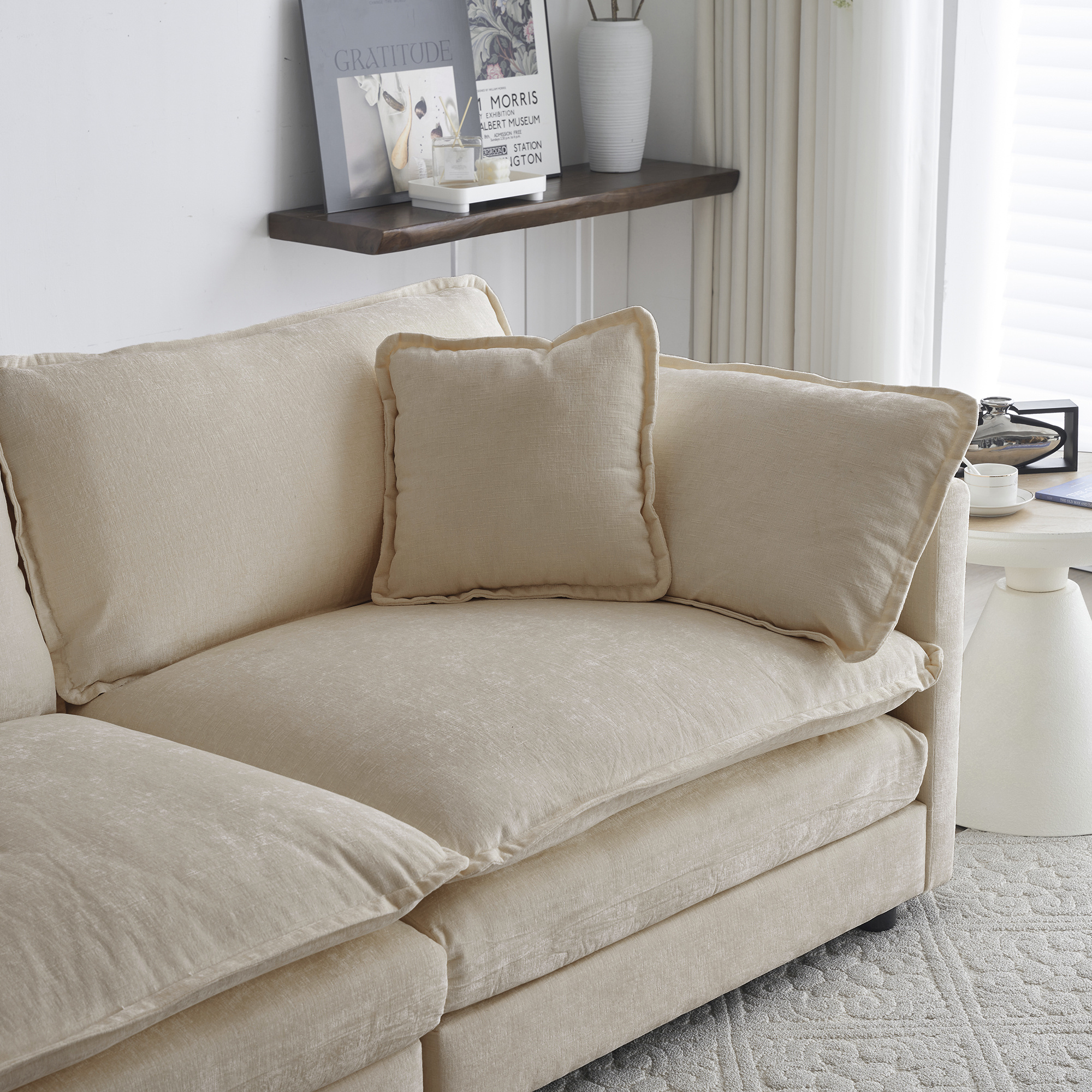 3 Piece Sofa Set Oversized Sofa Comfy Sofa Couch, 2 Pieces Of 2 Seater And 1 Piece Of 3 Seater Sofa For Living Room, Deep Seat Sofa Beige Chenille - Image 3
