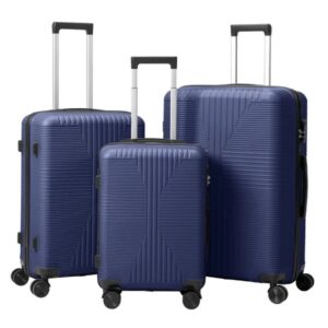 Non-TSA Customs Lock 3-in-1 PP Trolley Case, 20in, 24in, 28in, PP, Navy Blue