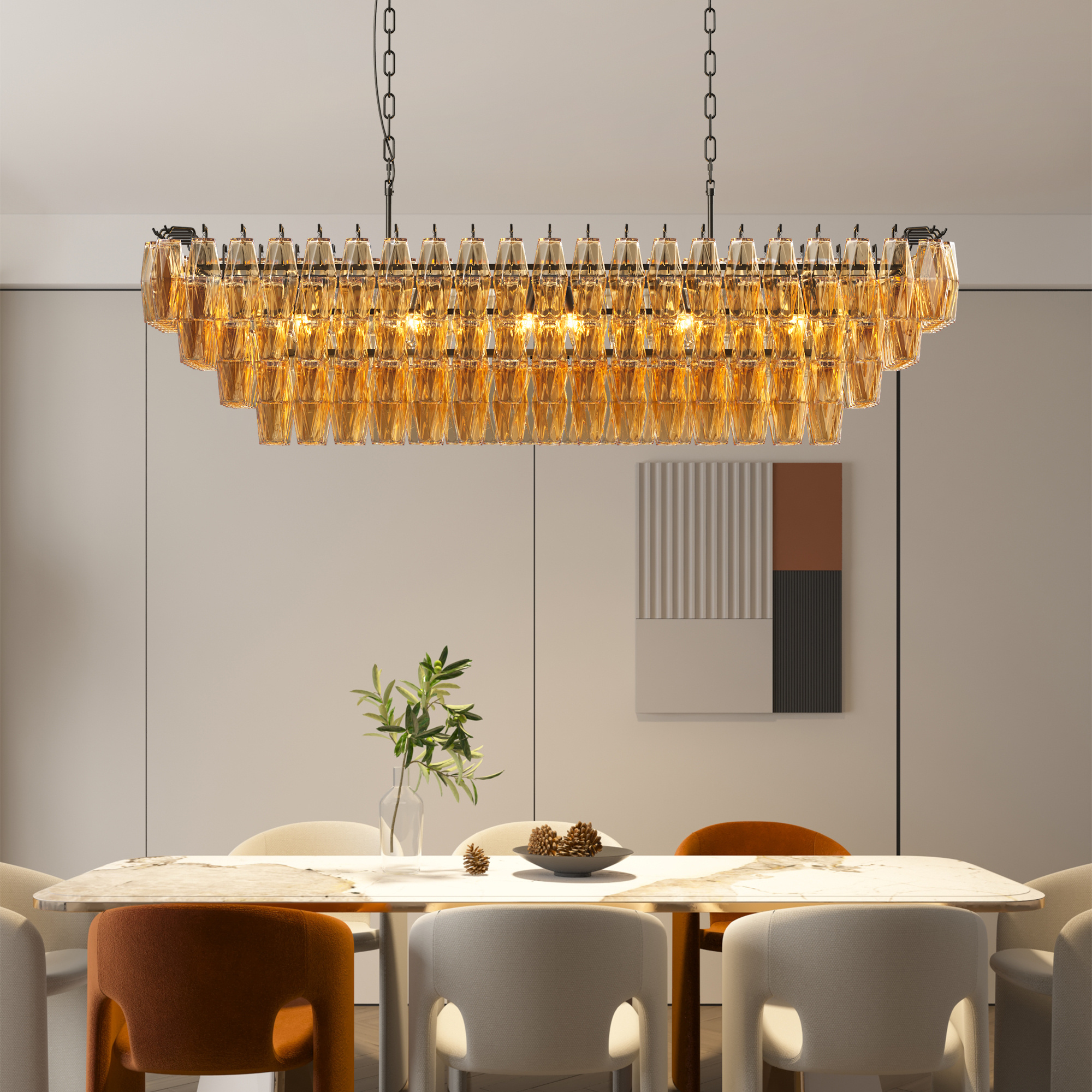 54 Black Rectangular Chandeliers For Dining Room, 12-Light 4 Tiered Large Smoke Glass Chandelier, Modern Kitchen Island Farmhouse Hanging Light Fixture For Living Room FoyerBulb Not Included