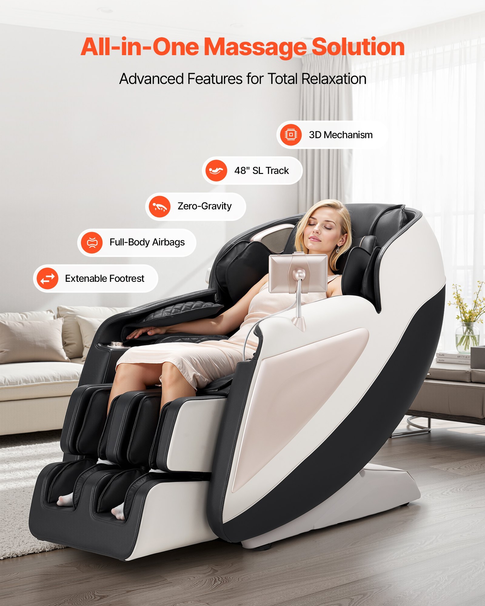 Full Body Massage Chair, 3D Zero Gravity Recliner With SL Track, 18 Auto Modes, Heat, Foot Rollers, Armrest Control, LCD Display, 36 Airbags, Retractable Footrest - Image 2