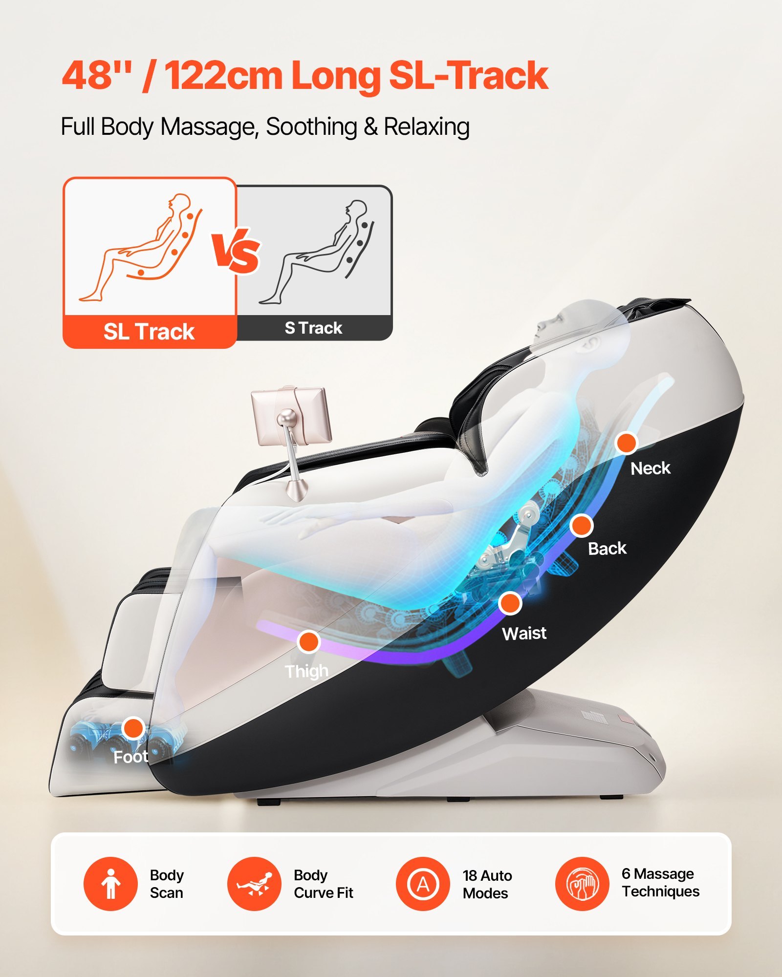 Full Body Massage Chair, 3D Zero Gravity Recliner With SL Track, 18 Auto Modes, Heat, Foot Rollers, Armrest Control, LCD Display, 36 Airbags, Retractable Footrest - Image 5