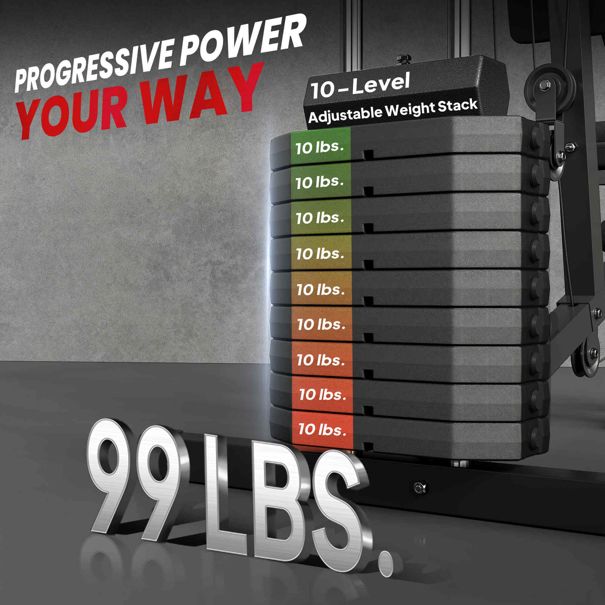 Multifunction Home Gym System, Workout Station with 99Lbs Weight Stack, for Full Body Exercise - Image 8