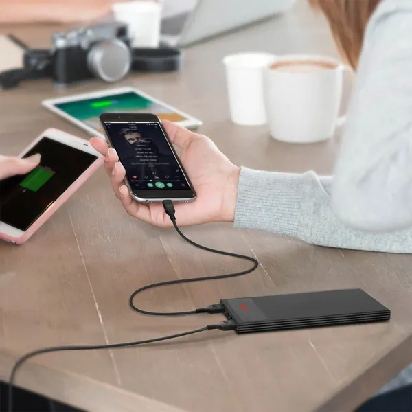 20000mAh Power Bank Ultra Thin External Battery Pack Phone Charger Dual USB Flashlight Battery Remain Display - Image 4