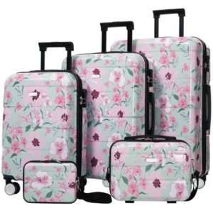 Luggage Sets New Model PC 5pcs, Hardside Lightweight Durable 20' 24' 28' Suitcases With 8' 14' Cases, Suitcase With Lock Spinner Wheels