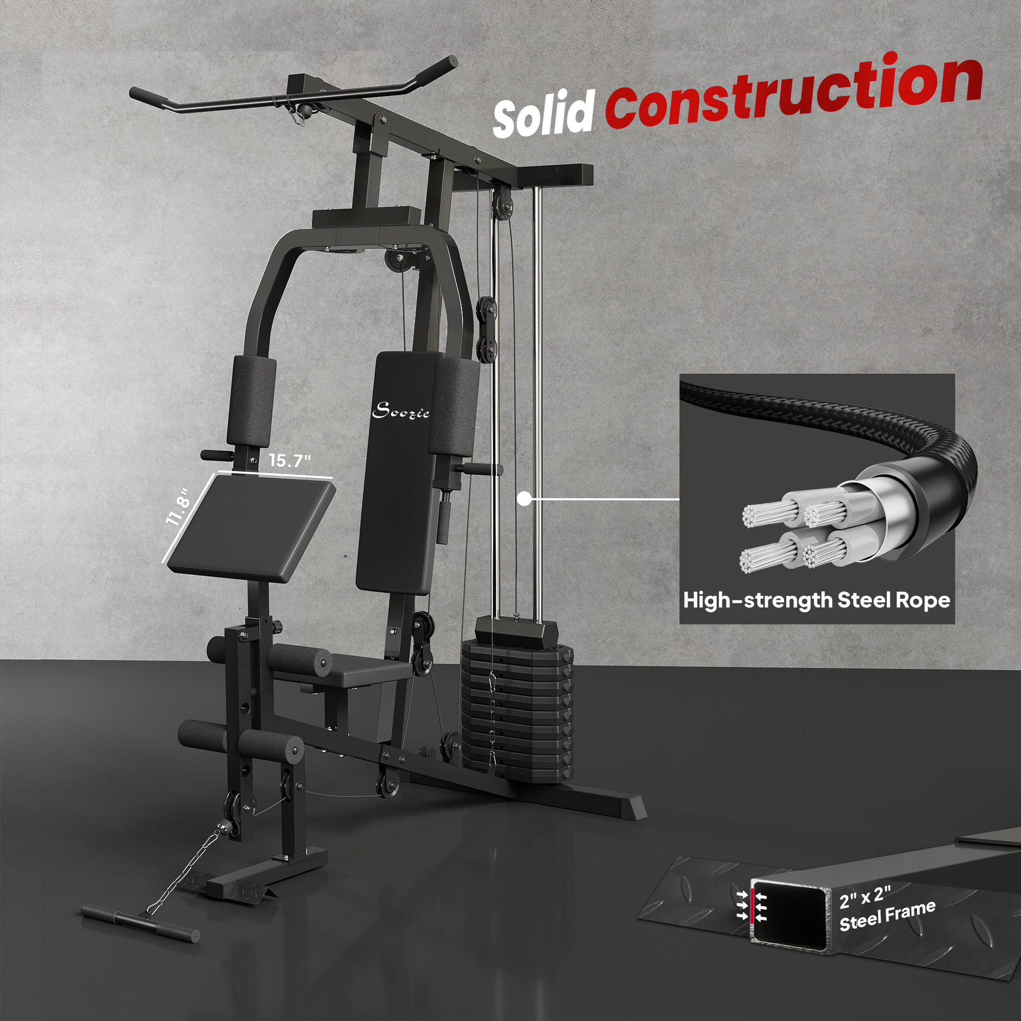 Multifunction Home Gym System, Workout Station with 99Lbs Weight Stack, for Full Body Exercise - Image 4