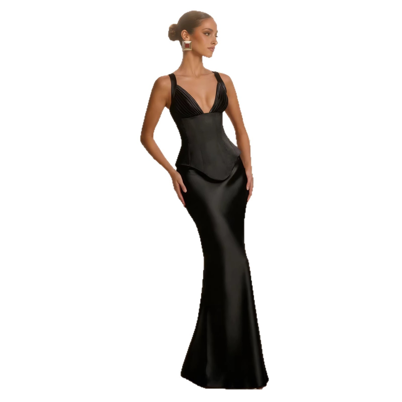 Fashionable Sheath Long Satin Skirt Set - Image 5