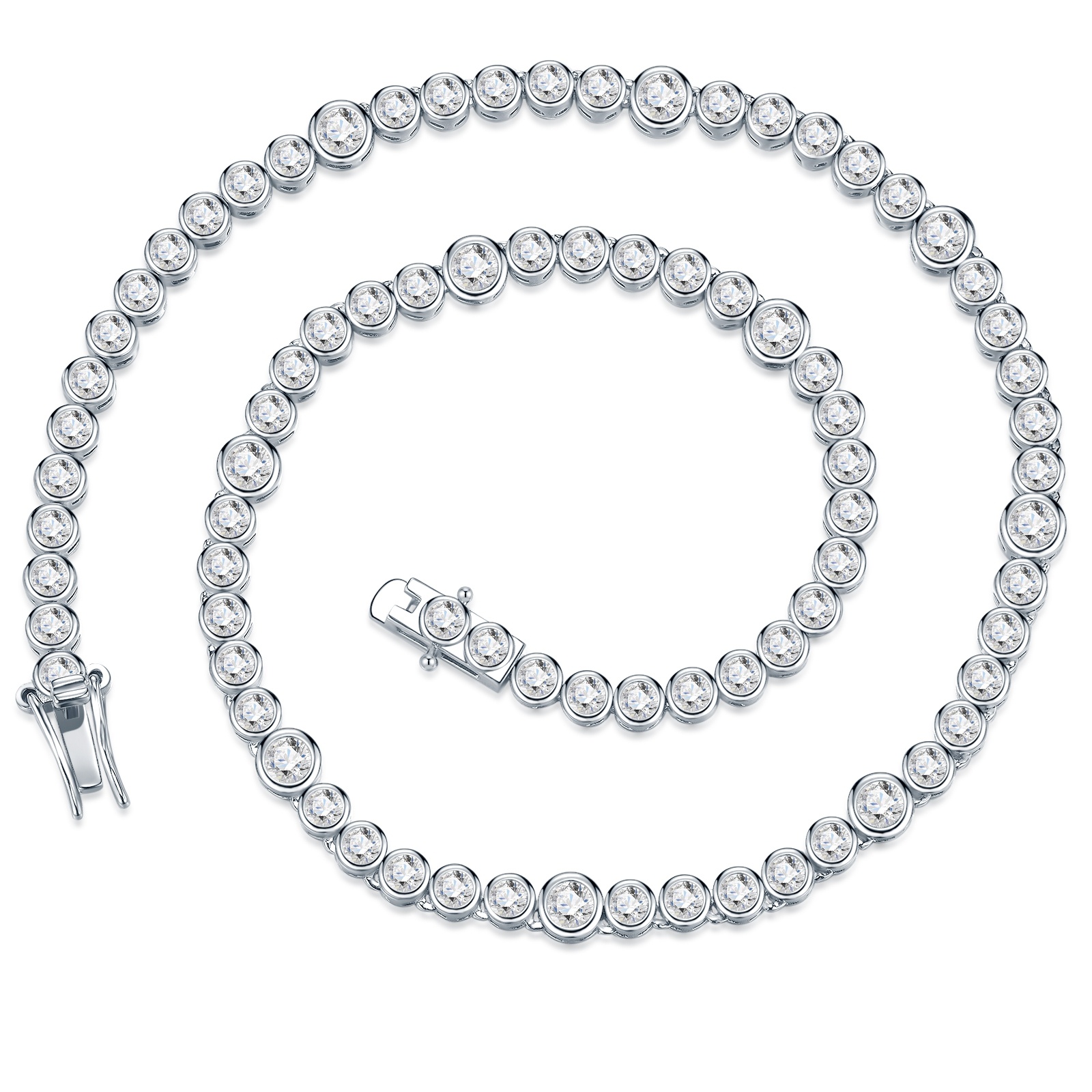 A Luxurious And Fashionable Minimalist Jewelry Pendant Necklace Featuring Top-quality Moissanite, Made Of S925 Silver Electroplated With Platinum.