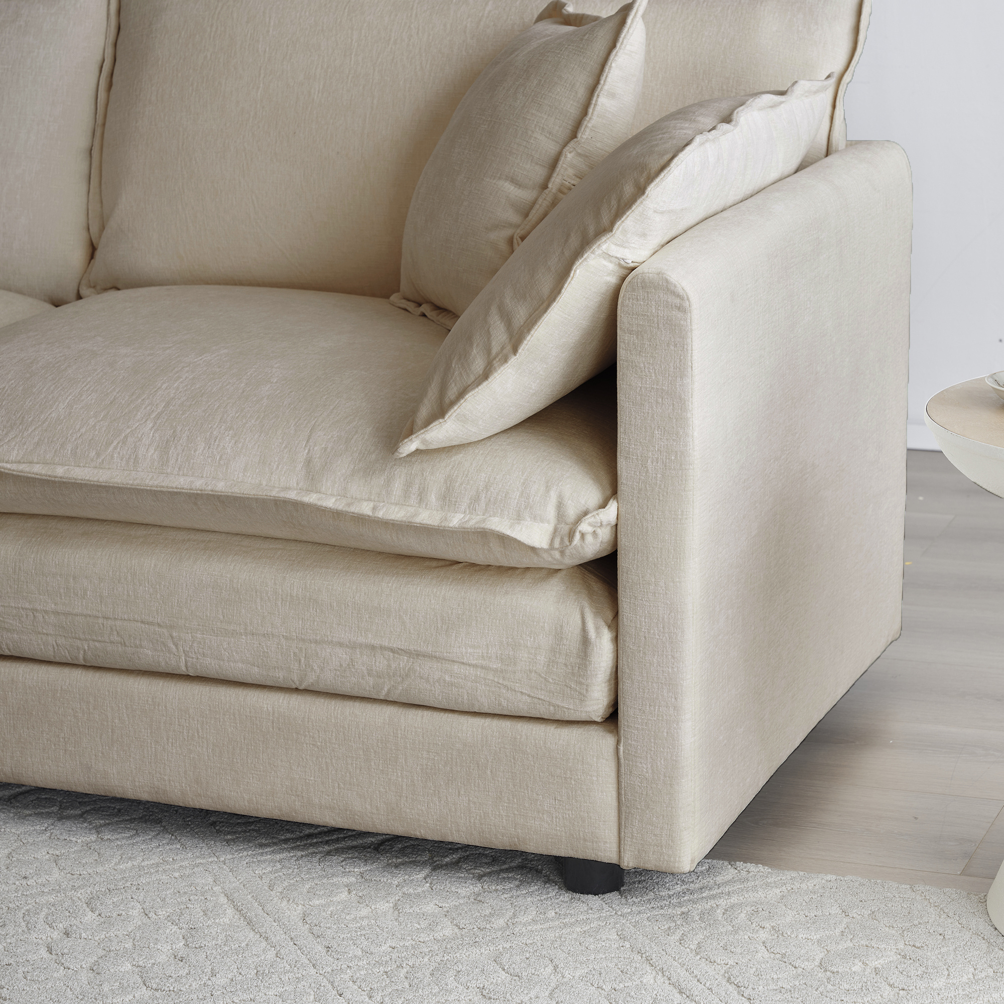 3 Piece Sofa Set Oversized Sofa Comfy Sofa Couch, 2 Pieces Of 2 Seater And 1 Piece Of 3 Seater Sofa For Living Room, Deep Seat Sofa Beige Chenille - Image 2