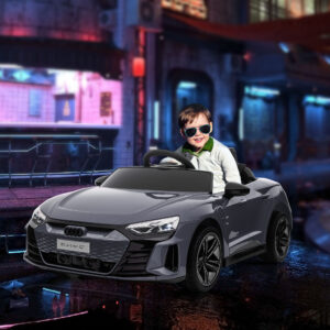 12V Licensed Audi RS E-tron GT Kids Ride on Car with Remote Control, Suspension, Horn, Music, Lights, Gray