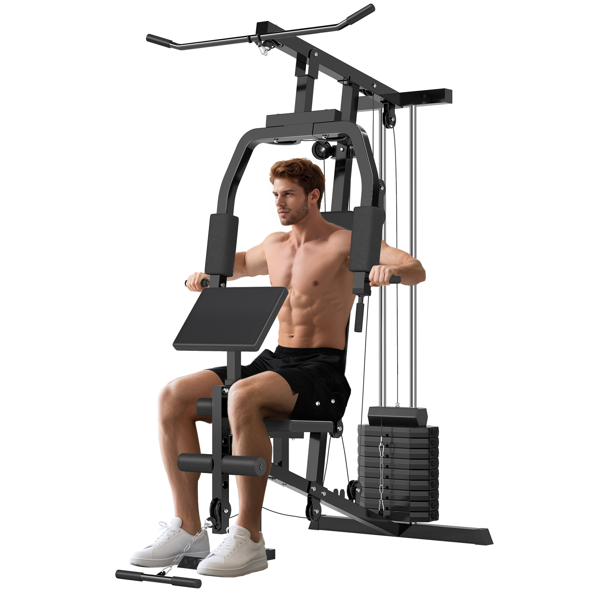 Multifunction Home Gym System, Workout Station with 99Lbs Weight Stack, for Full Body Exercise - Image 3