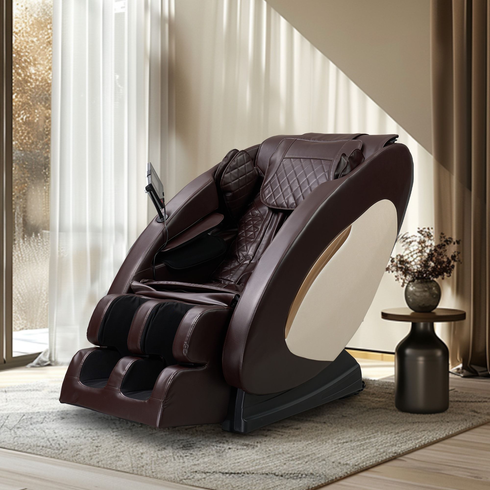 Massage Chairs Full Body Massage Recliner With Foot Roller,Airbag Massage SL Track, Zero Gravity, Bluetooth Speaker,Brown - Image 4