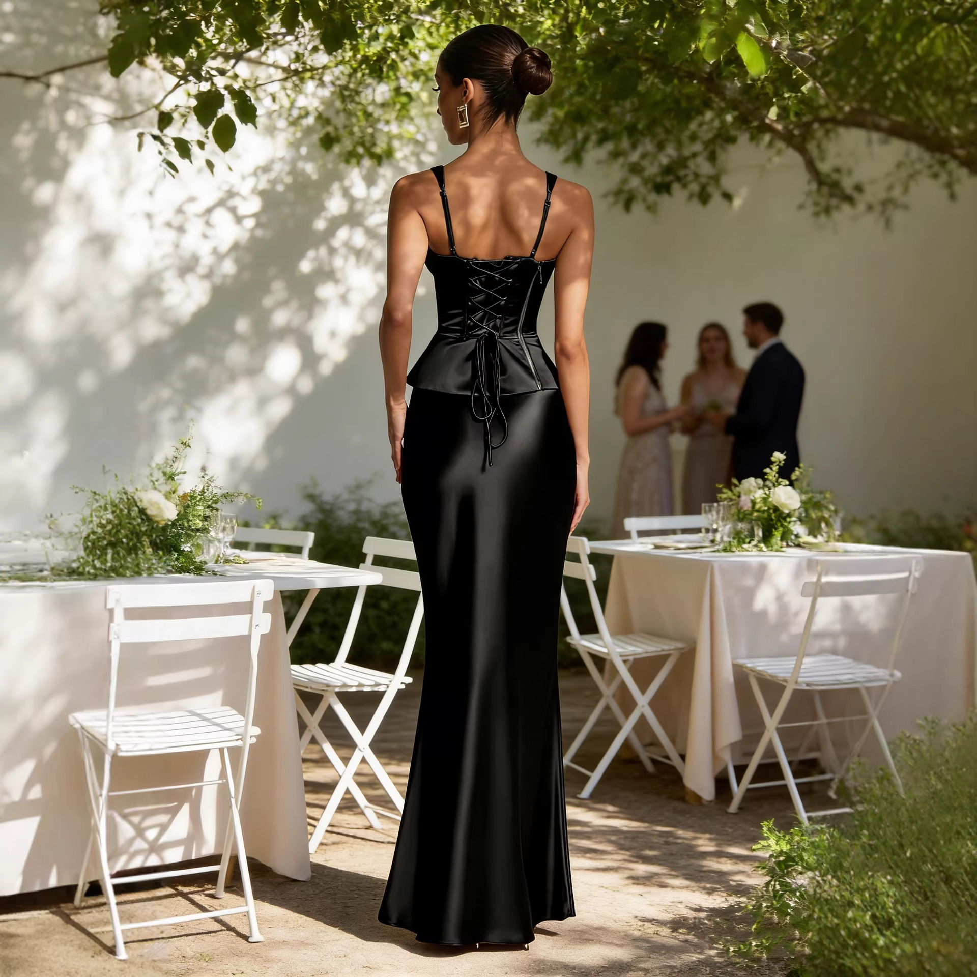 Fashionable Sheath Long Satin Skirt Set - Image 2