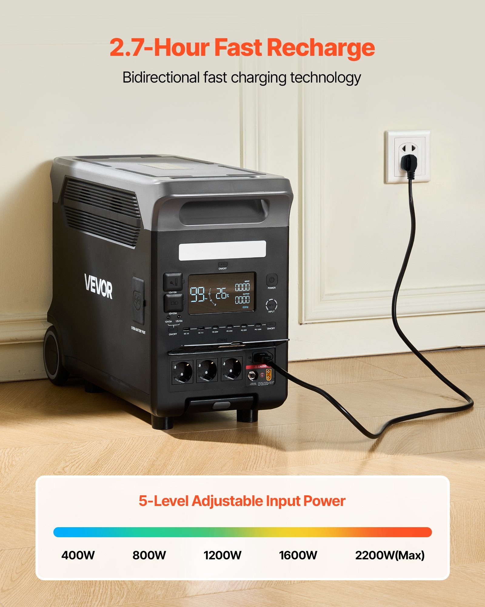 Portable Power Station, 3600W 3840Wh Power Station Solar Generator With 10 Output Ports & Adjustable Input Power, Expandable LiFePO4 Battery Backup For Home Camping RV (Solar Panel NOT Included) - Image 5