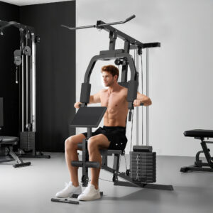 Multifunction Home Gym System, Workout Station with 99Lbs Weight Stack, for Full Body Exercise