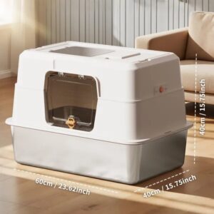 2025 Must-Buy Fully Enclosed Stainless Steel Cat Litter Box, Odor-Proof, Anti-Splash, Spacious For Large Cats
