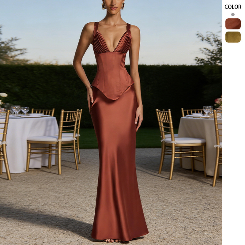 Fashionable Sheath Long Satin Skirt Set - Image 3