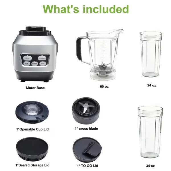 Moothie Blender, Countertop Blenders For Kitchen With 23 34 60oz BPA-Free Portable Cups, Professional Smoothie Maker With Four Programs For Shakes, Sauces, Juice And Ice Crushing - Image 6