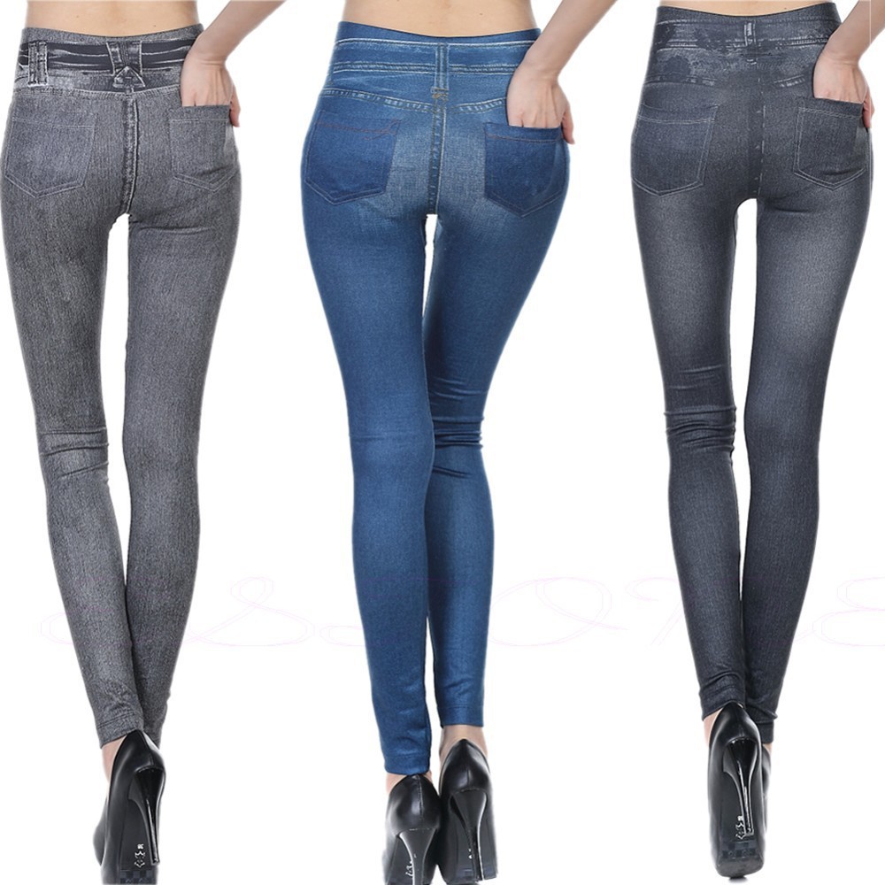High Waisted Jeggings - Denim Leggings - Image 4