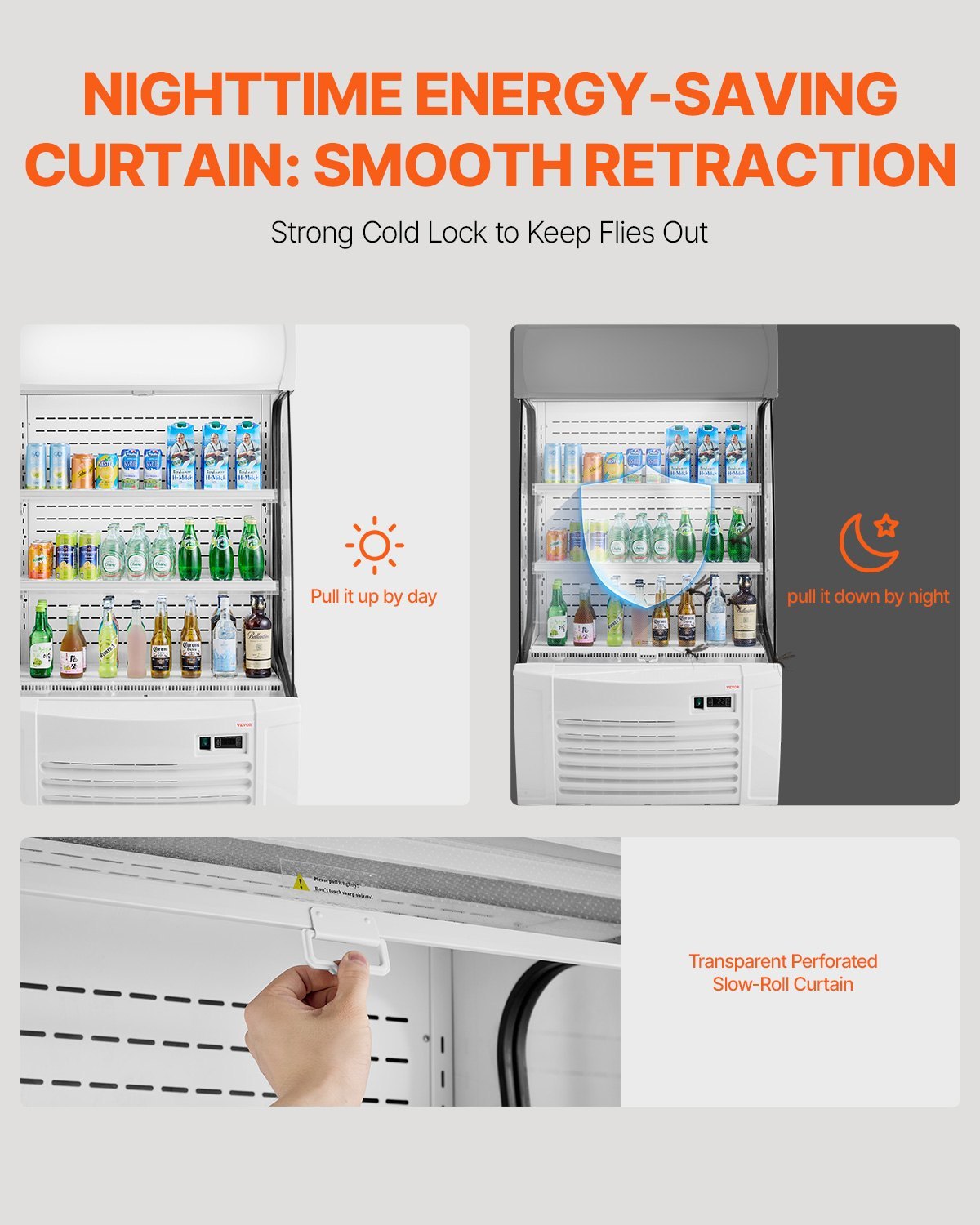 Open Air Merchandiser, 2-Tier Shelving Commercial Refrigerator, Grab And Go Display Cooler Refrigerator With Air Curtain, LED Advertising Light, Fits For Restaurants, Stores, Office, 12.7cu.ft. - Image 4