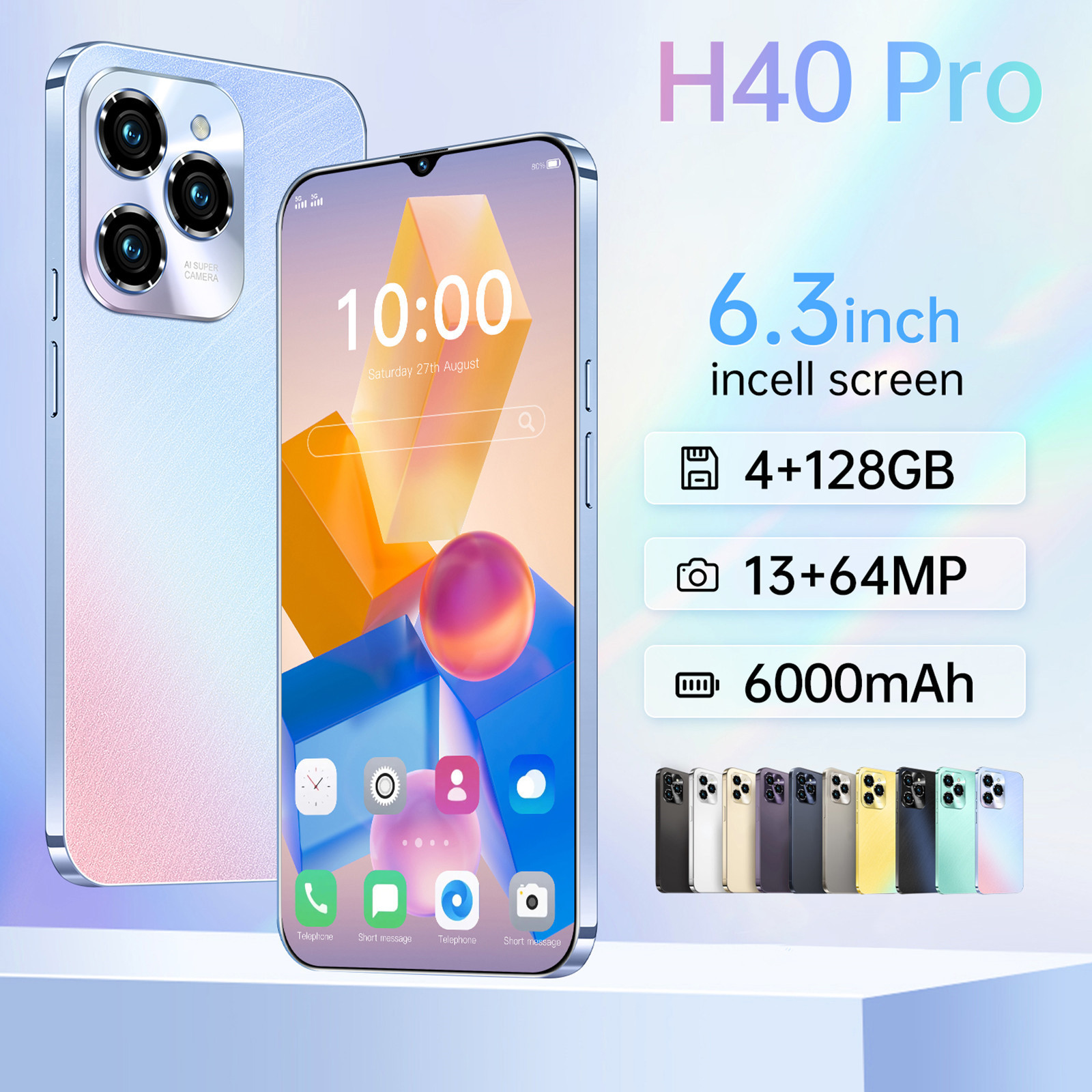 6.3inch HOT40 Unlocked Phone Dual SIM 4G Phone, Android Smartphone 4GB 128GB Rom - Image 6
