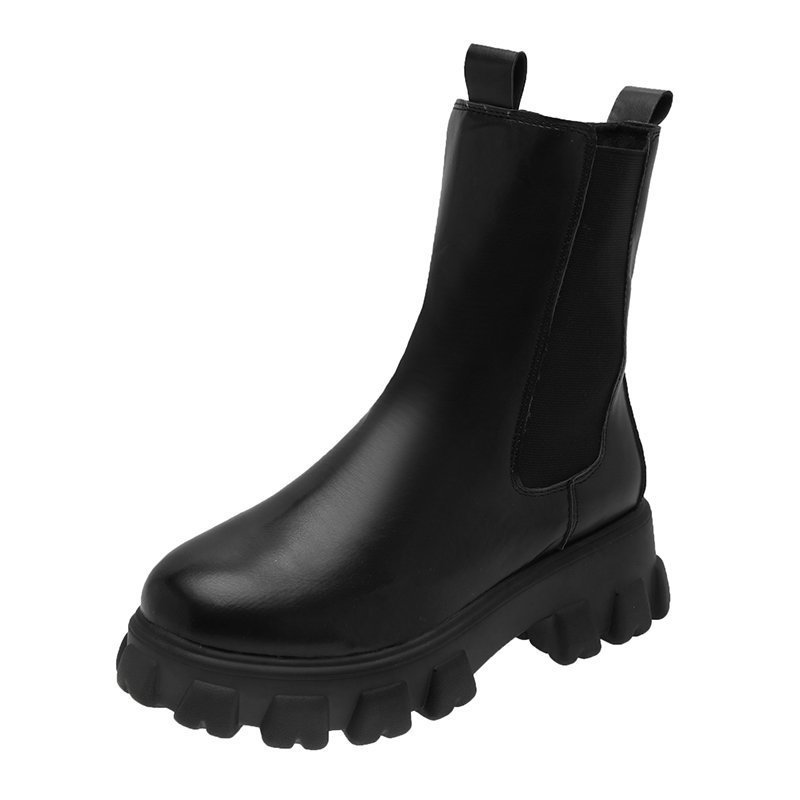 British Style Mid Calf Boots for Women - Autumn Winter Thick Sole Chunky Heel Ankle Boots - Image 6