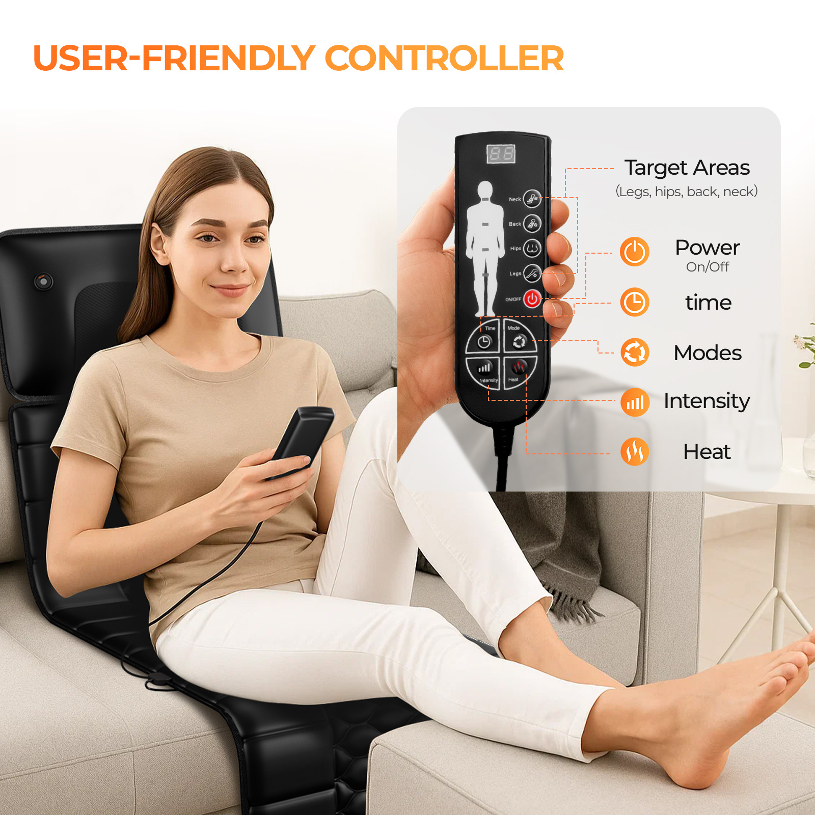 Amazon Restricted Products Foldable Massage Mattress Controller With Smart Heating And Timer, Perfect For Full-body Relaxation At Home, Portable And Convenient For Home Use - Image 2