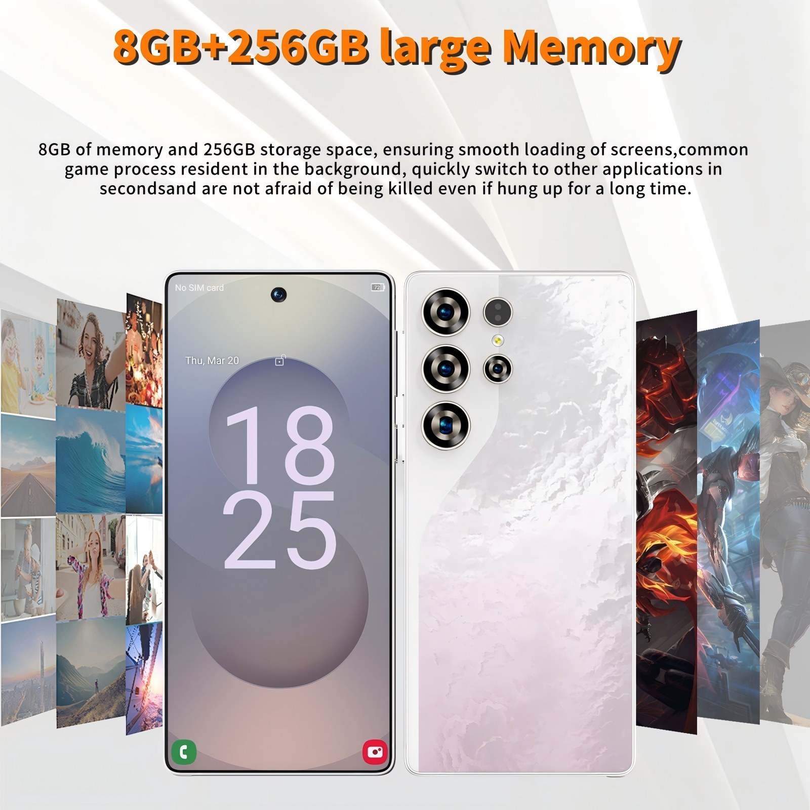 C26 Ultra 5G Unlocked Smartphone, 8GB RAM 256GB Storage Android 15 Cell Phone, 6.9inch FHD Display, 8000mAh Long Battery, Dual SIM, Face & Fingerprint Unlock, GPS, Built-in Stylus - Image 4