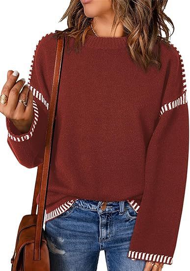 Women's Sweater Thread Patchwork Knitting Pullover Crew Neck - Image 3