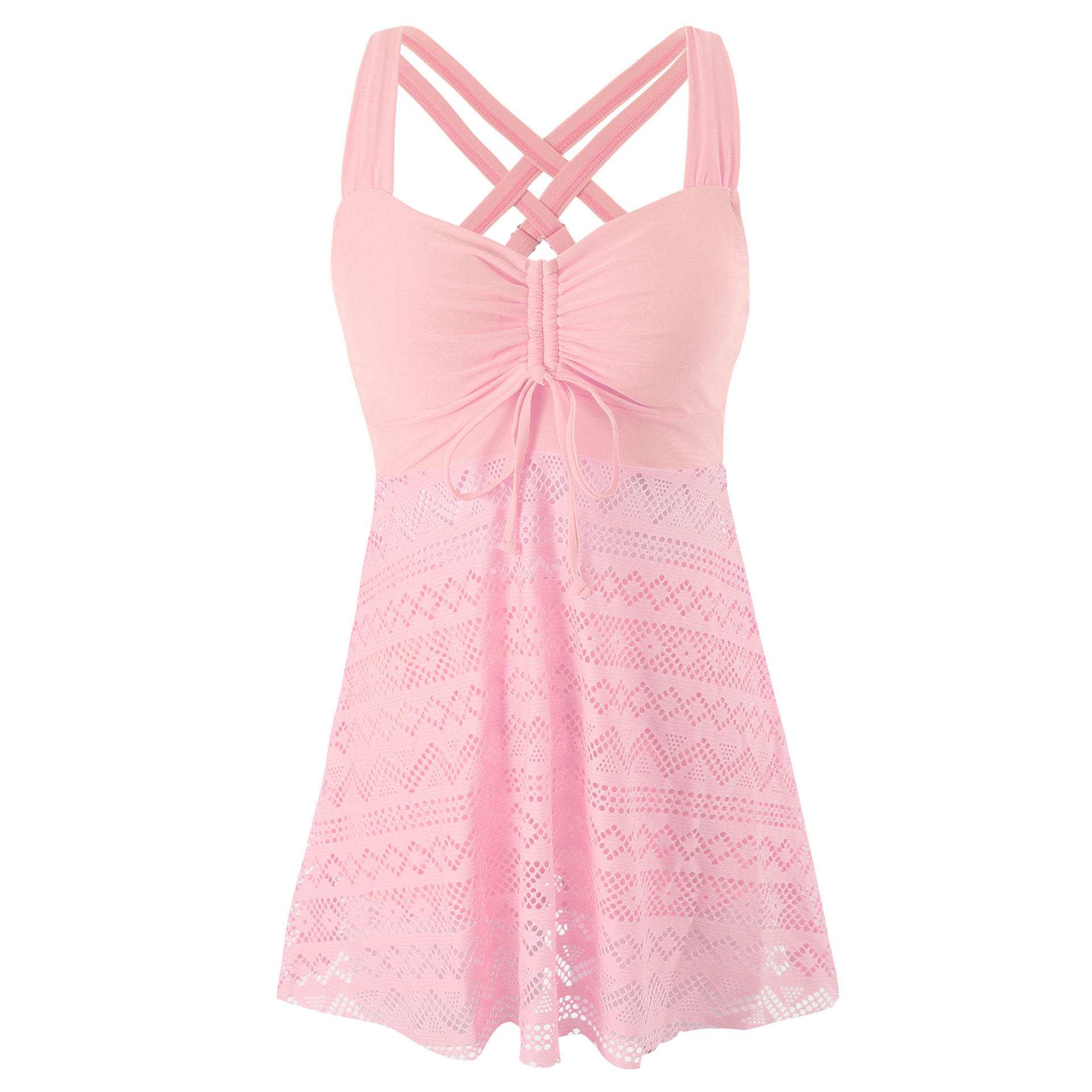Korean Version Of Solid Color Lace One-piece Swimsuit - Image 4