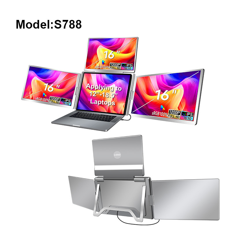 Portable Triple-screen Display Connect Three Screens With A Single Cable Laptop Secondary Display Monitor - Image 5