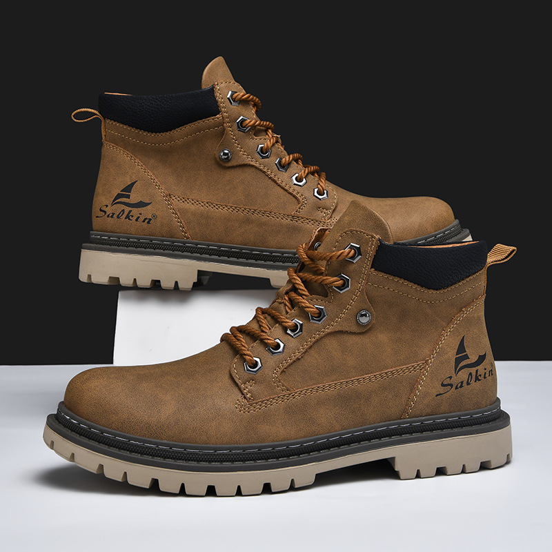 Men's Mid-Top Autumn British Style Worker Boot - Image 4