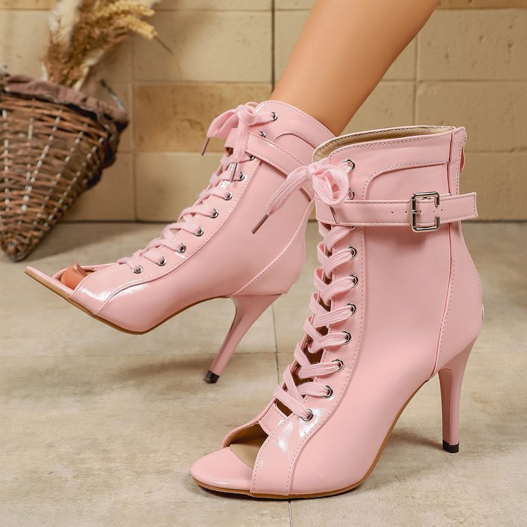 New Arrival Pointed Toe High Heel Sandals, Cross Strap Back Zipper Peep Toe Plus Size Fashion Casual Summer Ankle Booties For Women, Cross-border Versatile Style