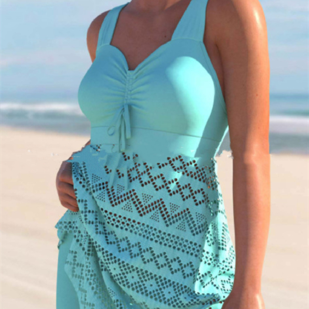 Korean Version Of Solid Color Lace One-piece Swimsuit - Image 7