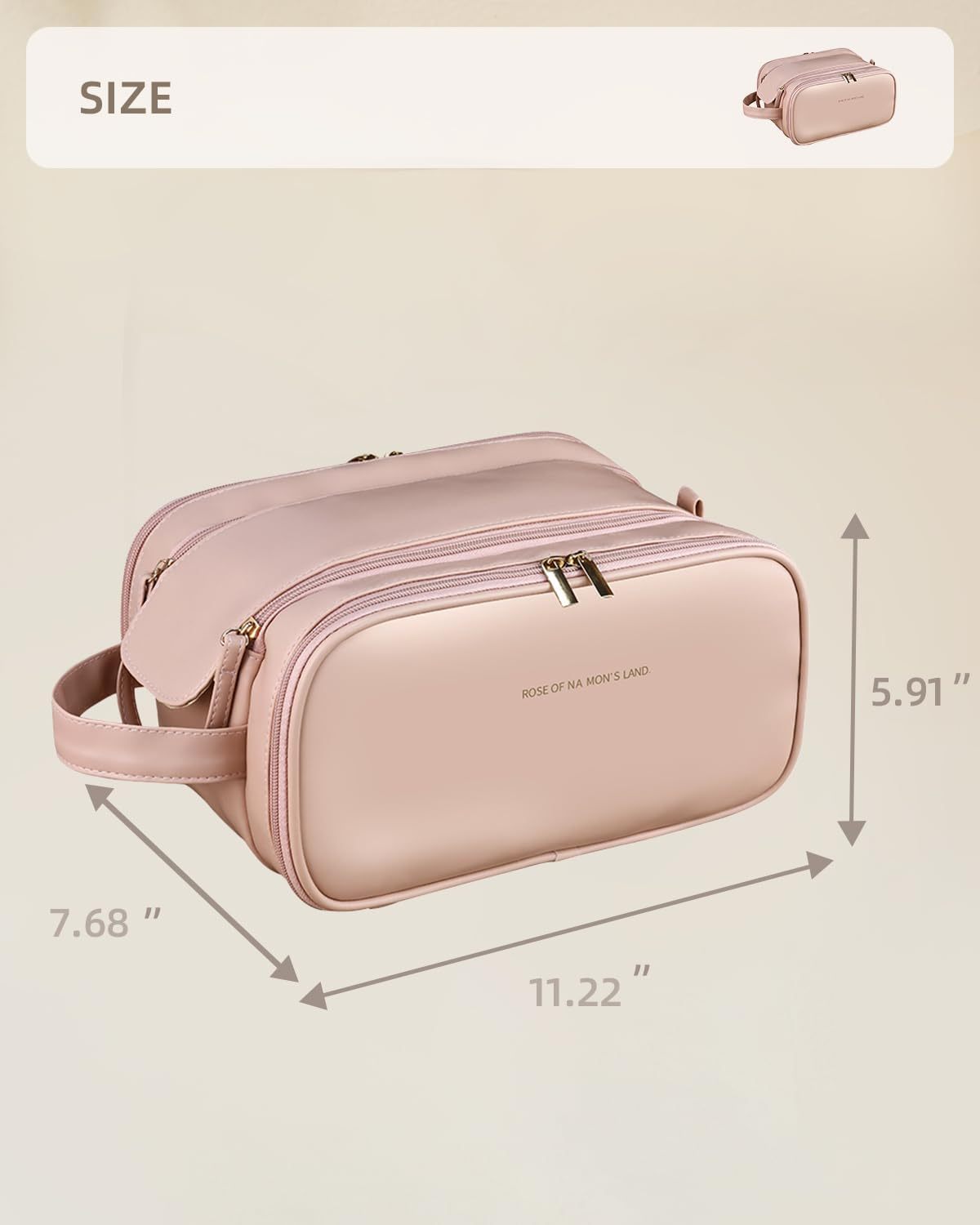 Travel Makeup Bag For Women, Large Capacity Cosmetic Organizer With Wide Opening, Waterproof Portable Toiletry Storage Bag For Easy Access - Image 3