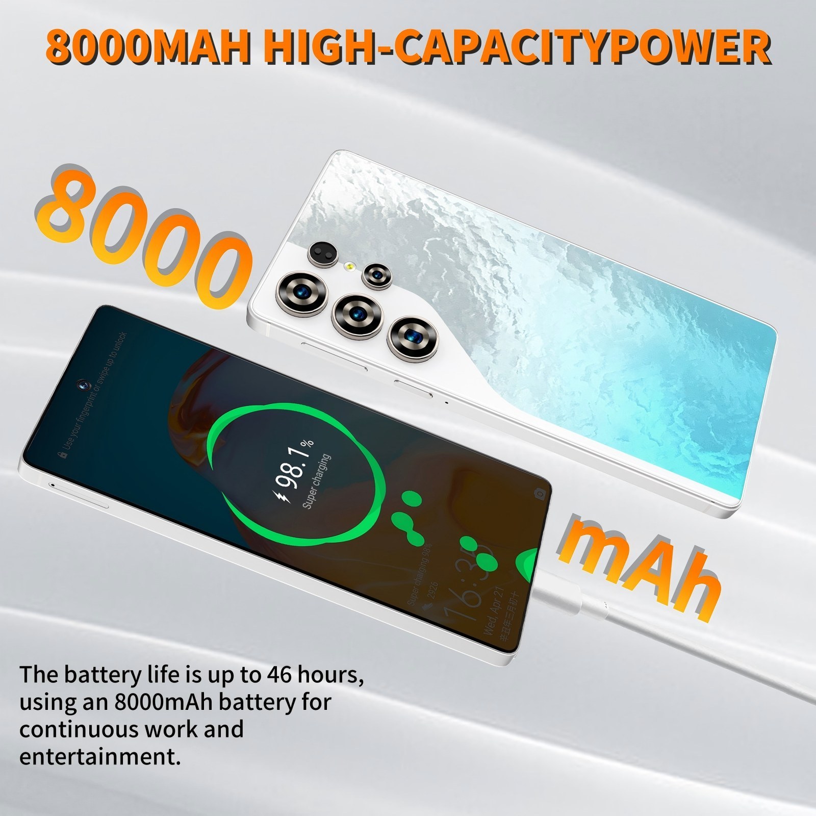 C26 Ultra 5G Unlocked Smartphone, 8GB RAM 256GB Storage Android 15 Cell Phone, 6.9inch FHD Display, 8000mAh Long Battery, Dual SIM, Face & Fingerprint Unlock, GPS, Built-in Stylus - Image 6
