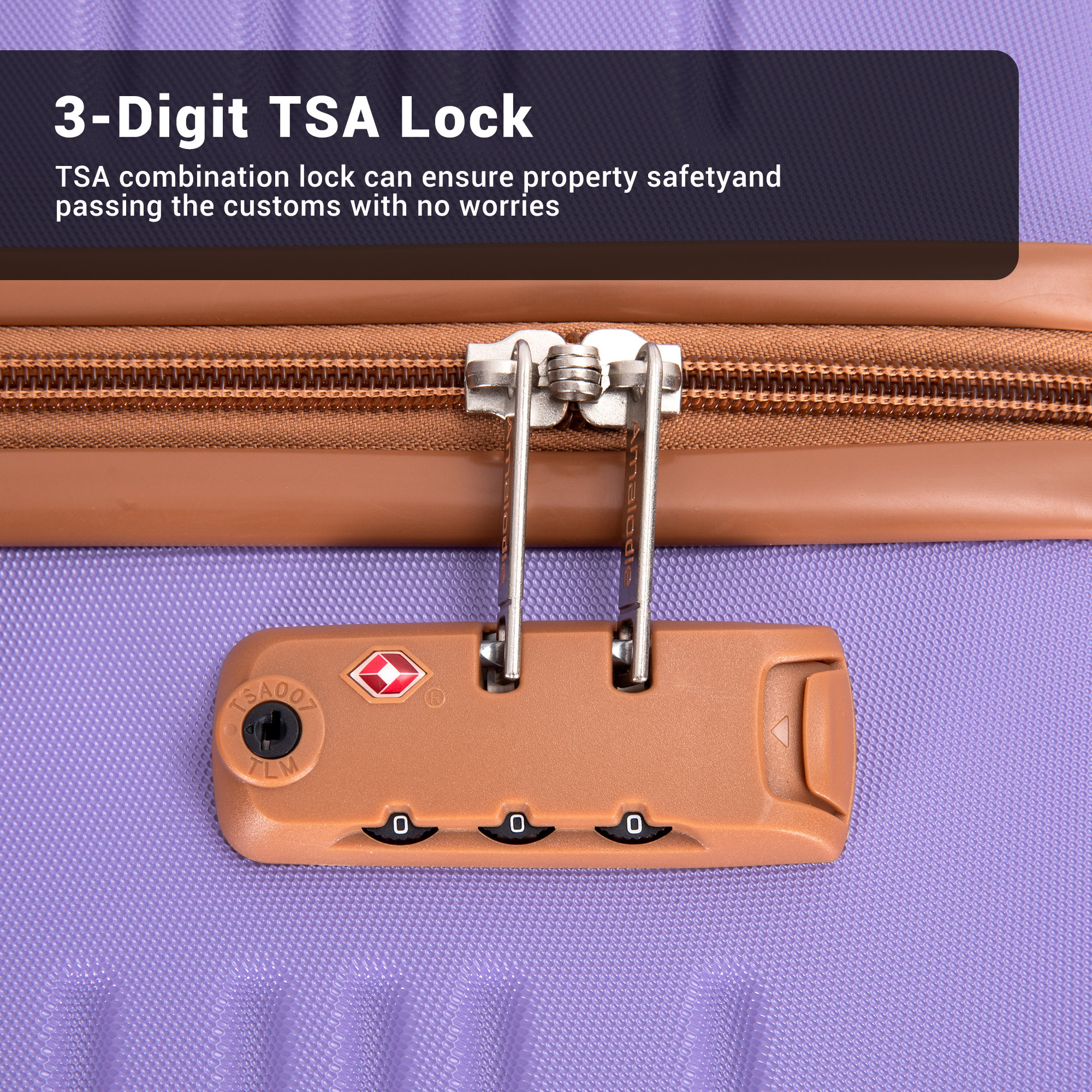 6 Piece Luggage Set, ABS Hard Shell Travel Suitcase With TSA Lock,LIGHT PURPLE - Image 2
