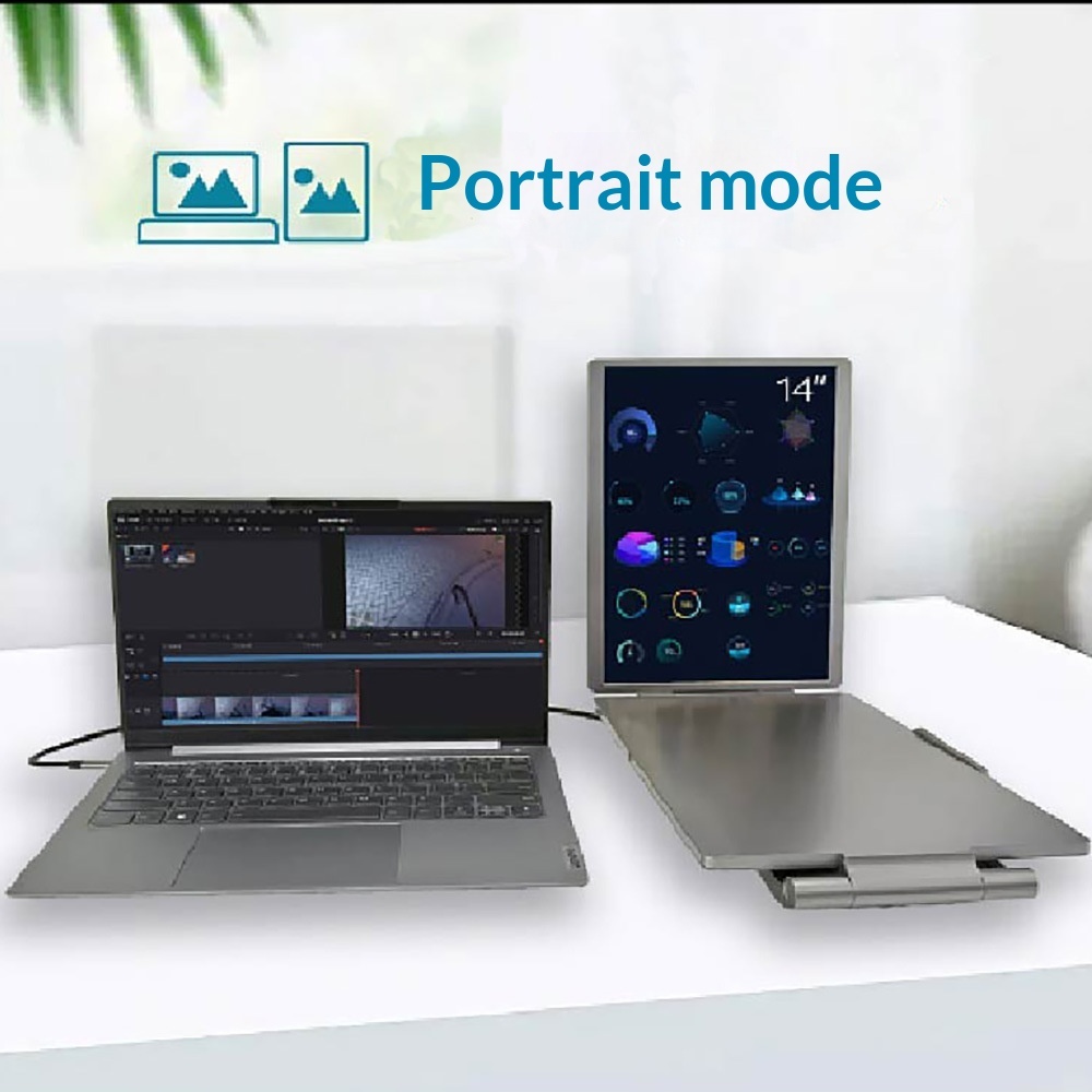 14-inch Dual-Screen Portable Monitor For Laptop External Display Extension - Image 4