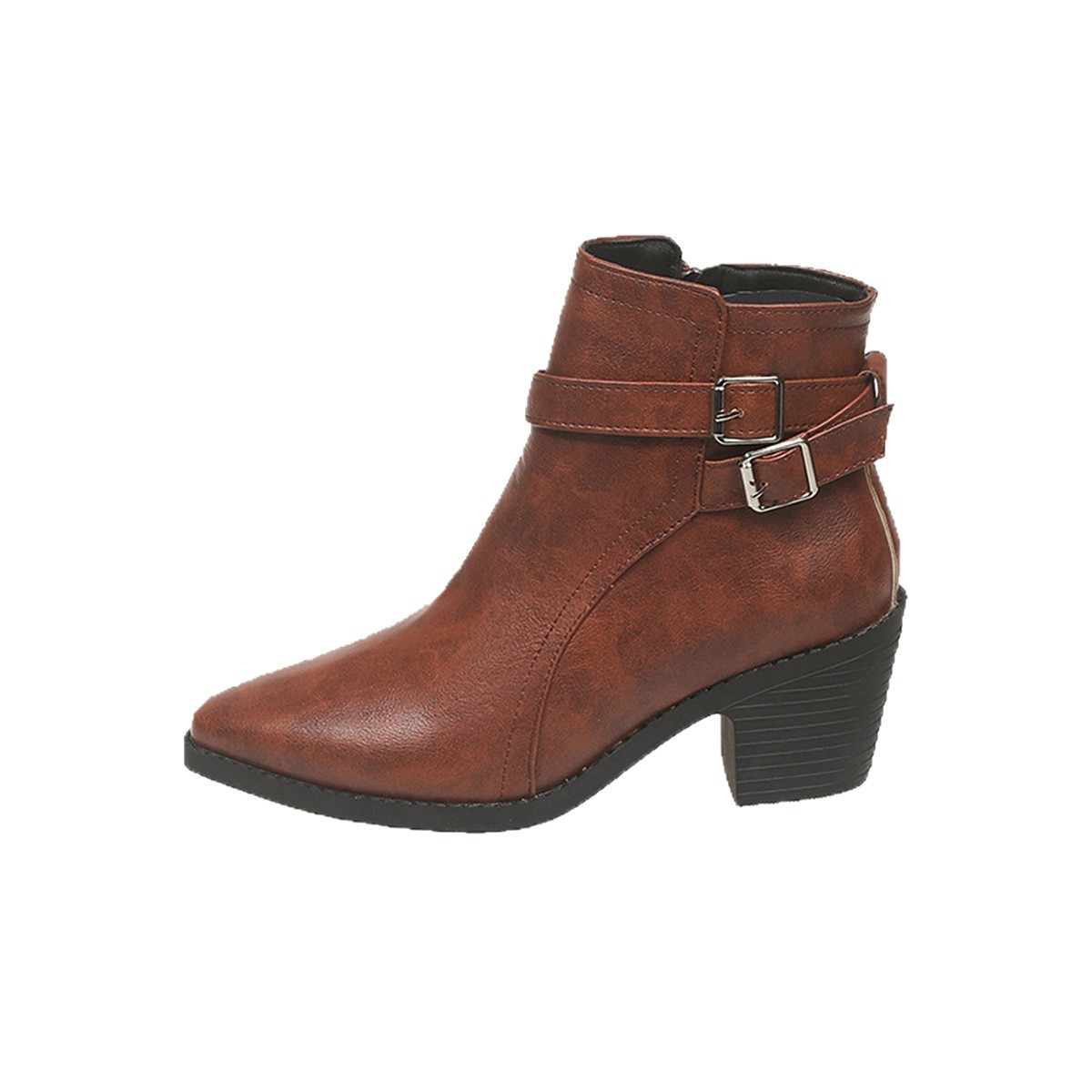 Autumn New Leather Belt Buckle Ankle Boots - Image 5