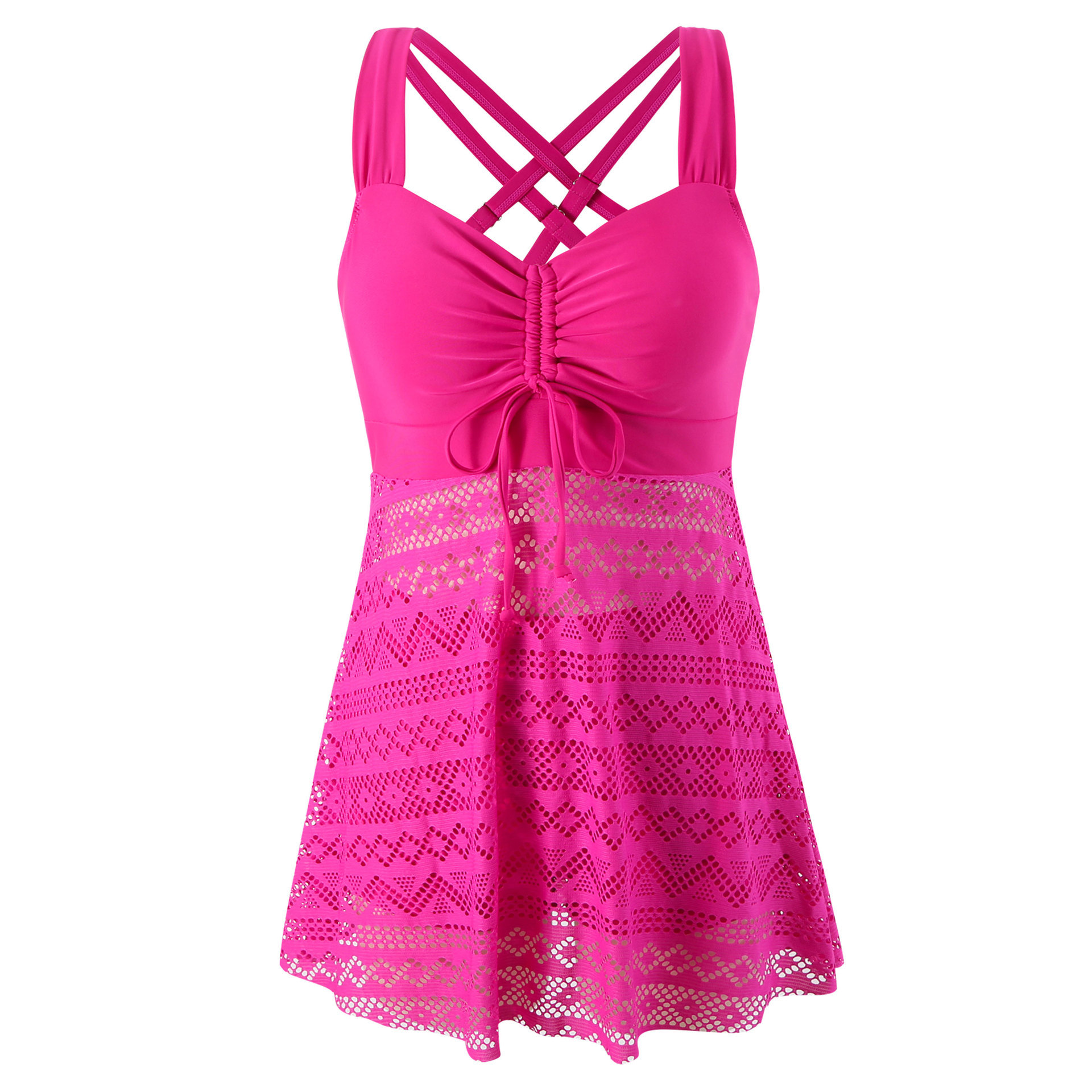 Korean Version Of Solid Color Lace One-piece Swimsuit - Image 5