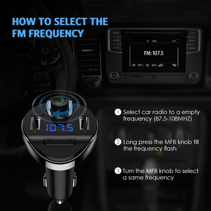 Car Bluetooth T20 Hands-free FM Transmitter MP3 Player Phone Charger - Image 7