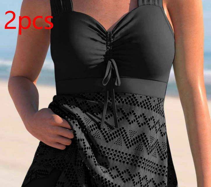 Korean Version Of Solid Color Lace One-piece Swimsuit - Image 10