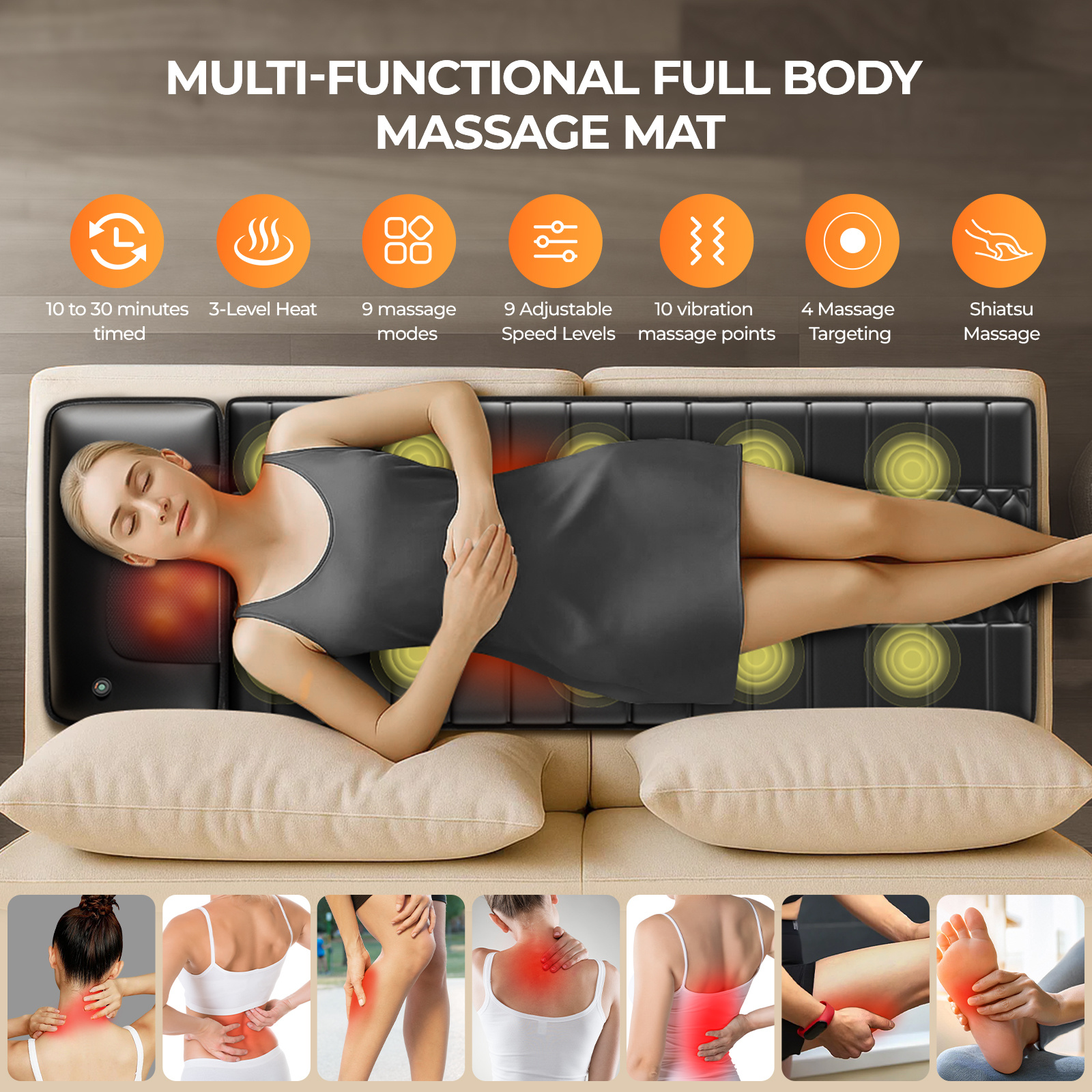 Amazon Restricted Products Foldable Massage Mattress Controller With Smart Heating And Timer, Perfect For Full-body Relaxation At Home, Portable And Convenient For Home Use - Image 9