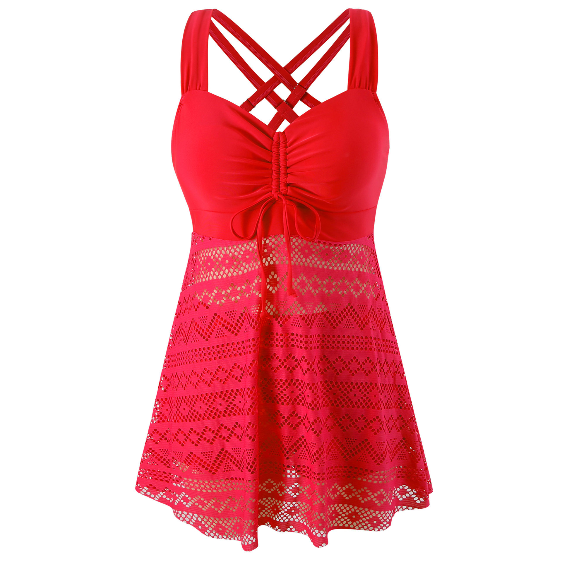Korean Version Of Solid Color Lace One-piece Swimsuit - Image 9