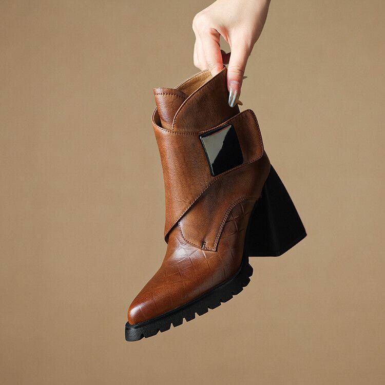 Retro Soft Sole Chunky Heel Ankle Boots For Women - Image 10