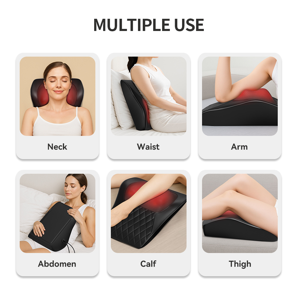 Shiatsu 3D Massage Pillow For Neck, Back & Shoulders Electric Massage Cushion With Heat Function, Ergonomic Design, Ideal For Home, Office & Car Use - Image 9